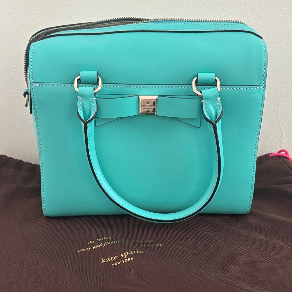 Kate Spade Aqua Satchel with Bow Accent